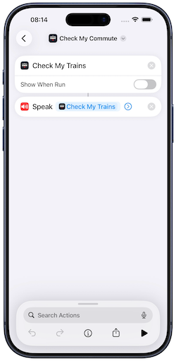 Creating a Shortcut to run Next3Trains